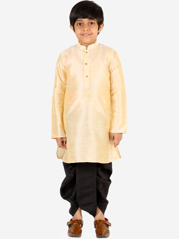 VASTRAMAY Boys' Black Silk Blend Dhoti