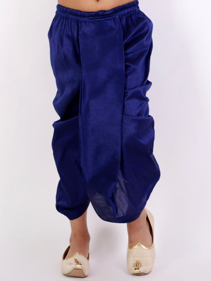 VASTRAMAY Boys' Blue Silk Blend Traditional Dhoti