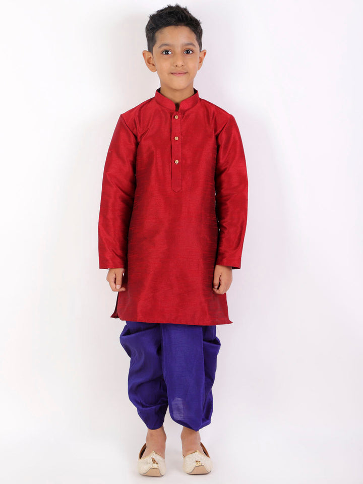 VASTRAMAY Boys' Blue Silk Blend Traditional Dhoti