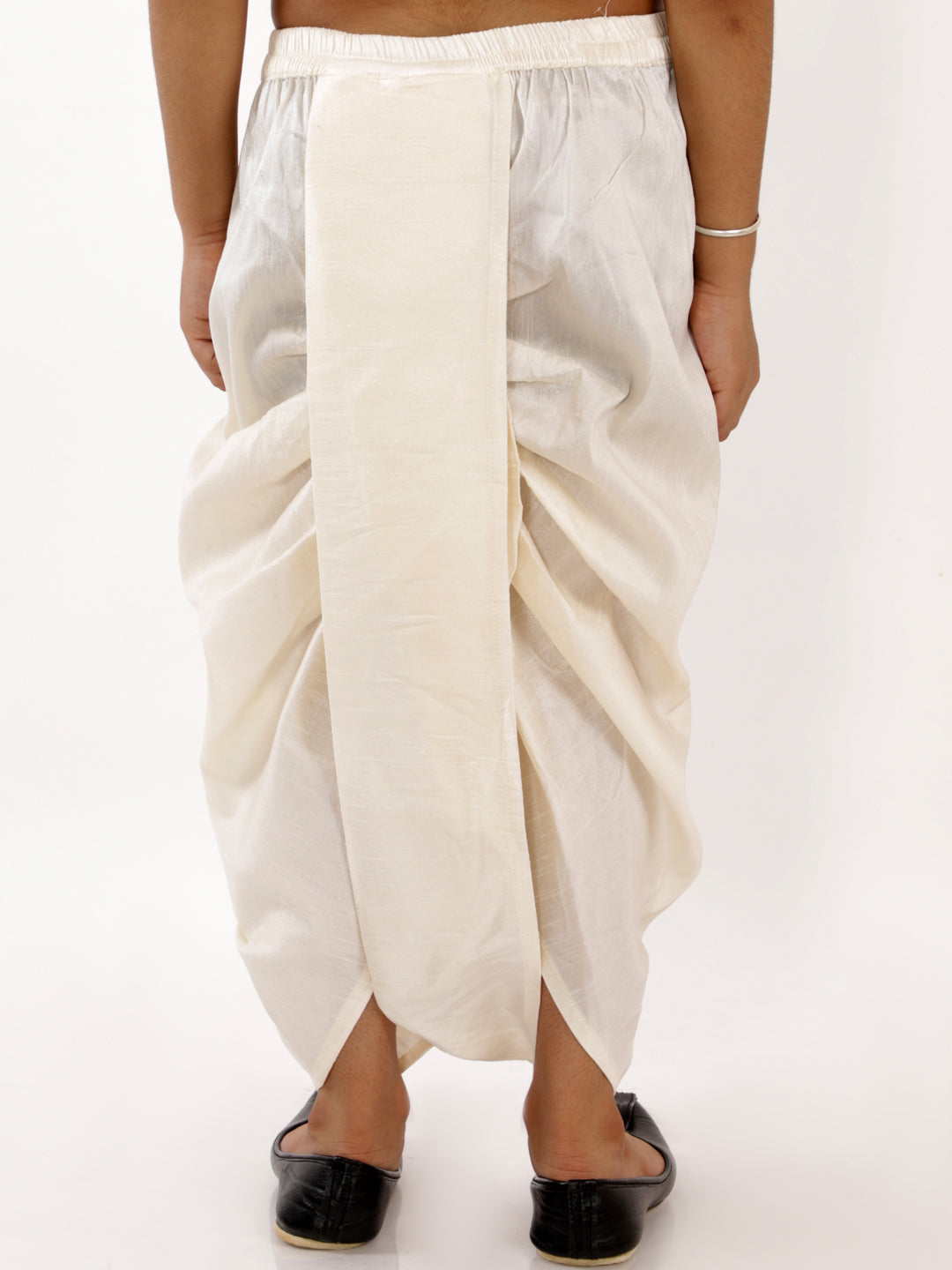 VASTRAMAY Boys' Cream Silk Blend Solid Dhoti