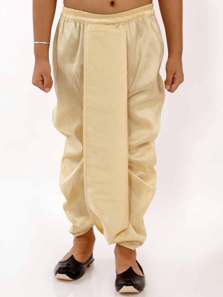 VASTRAMAY Boys' Gold Silk Blend Solid Dhoti