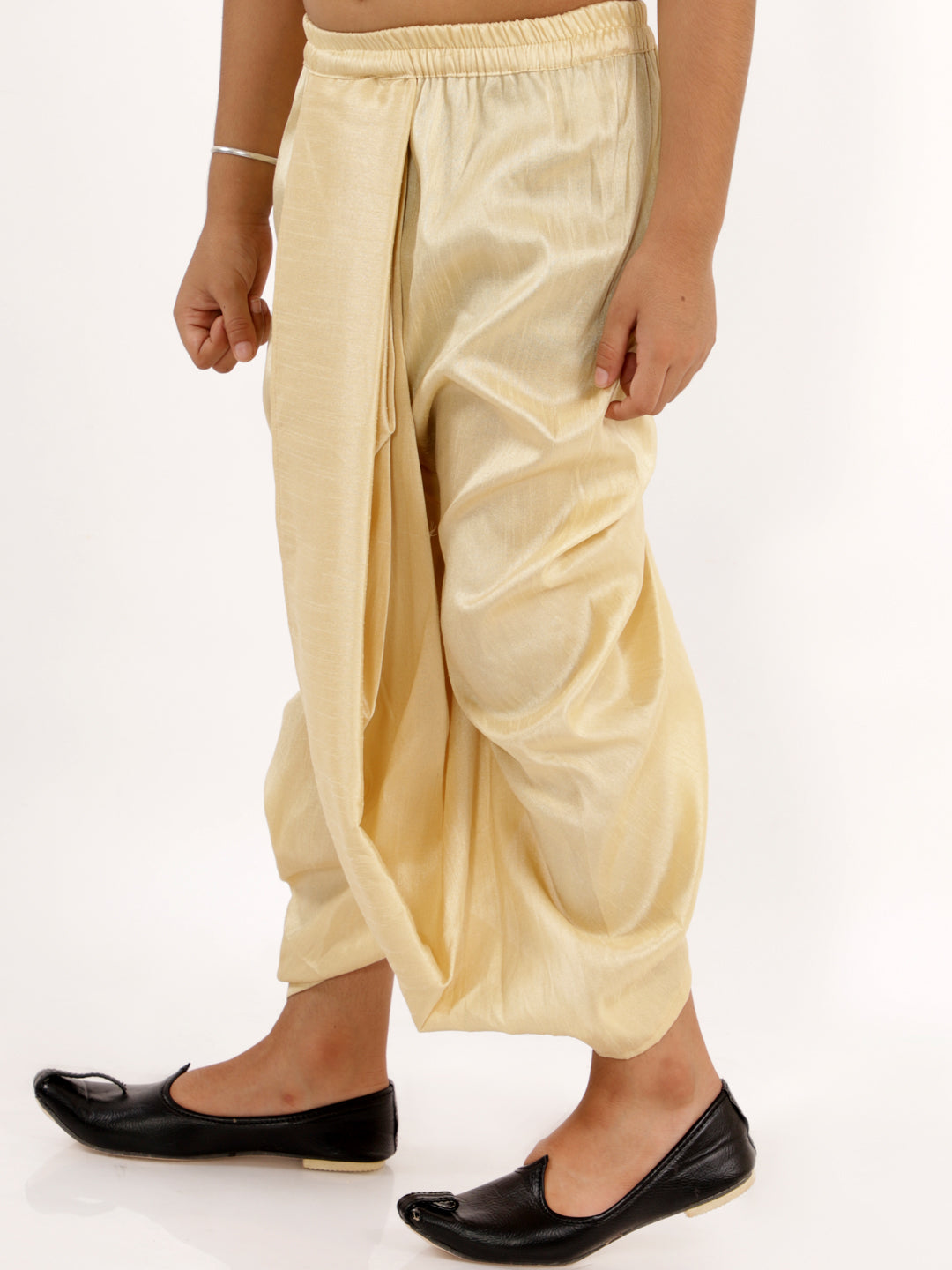 VASTRAMAY Boys' Gold Silk Blend Solid Dhoti