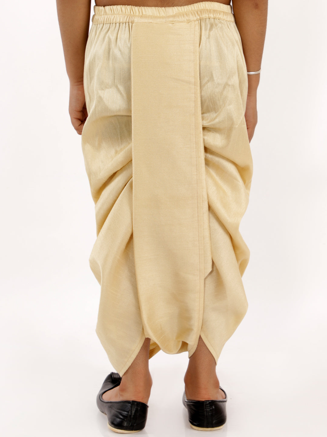 VASTRAMAY Boys' Gold Silk Blend Solid Dhoti