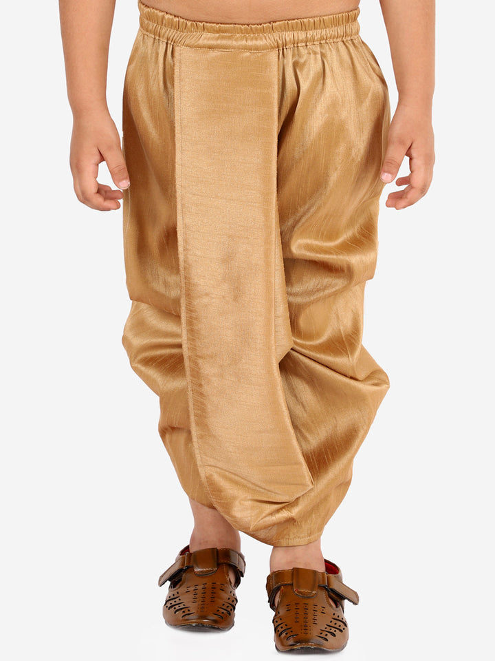 VASTRAMAY Boys' Rose Gold Silk Blend Solid Dhoti