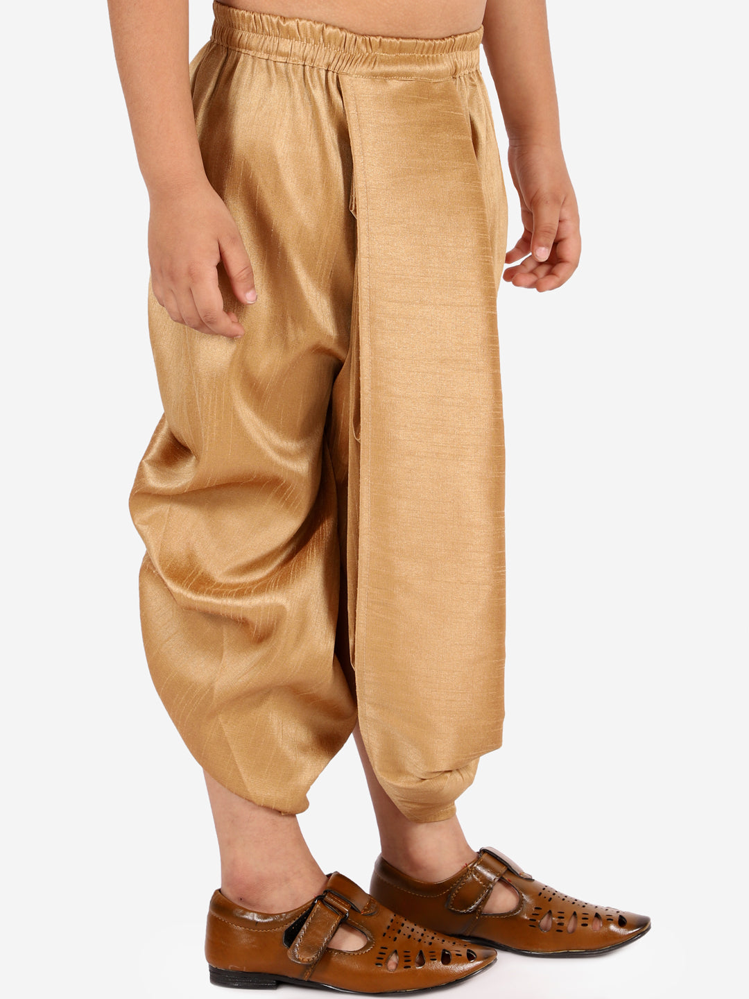 VASTRAMAY Boys' Rose Gold Silk Blend Solid Dhoti