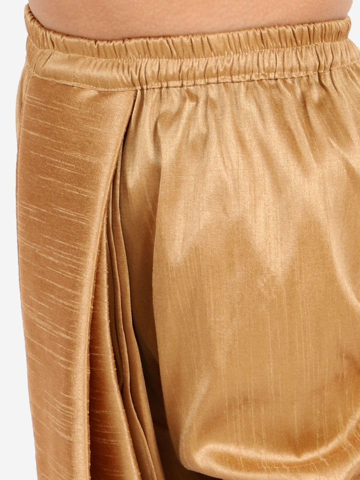 VASTRAMAY Boys' Rose Gold Silk Blend Solid Dhoti