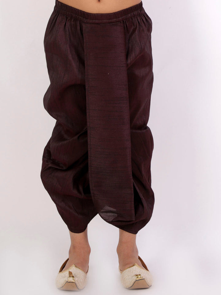 VASTRAMAY Boys' Burgundy Silk Blend Traditional Dhoti