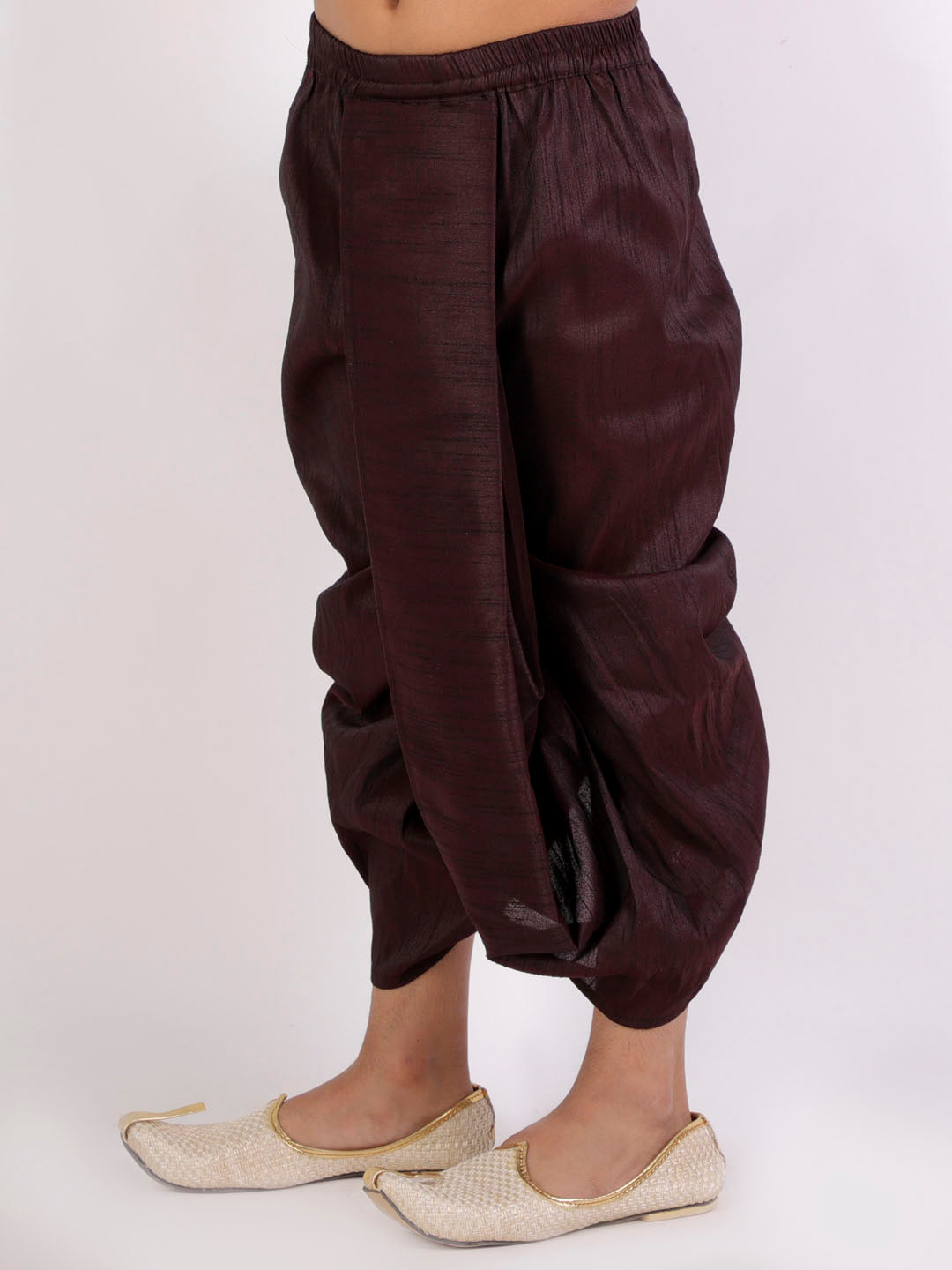 VASTRAMAY Boys' Burgundy Silk Blend Traditional Dhoti