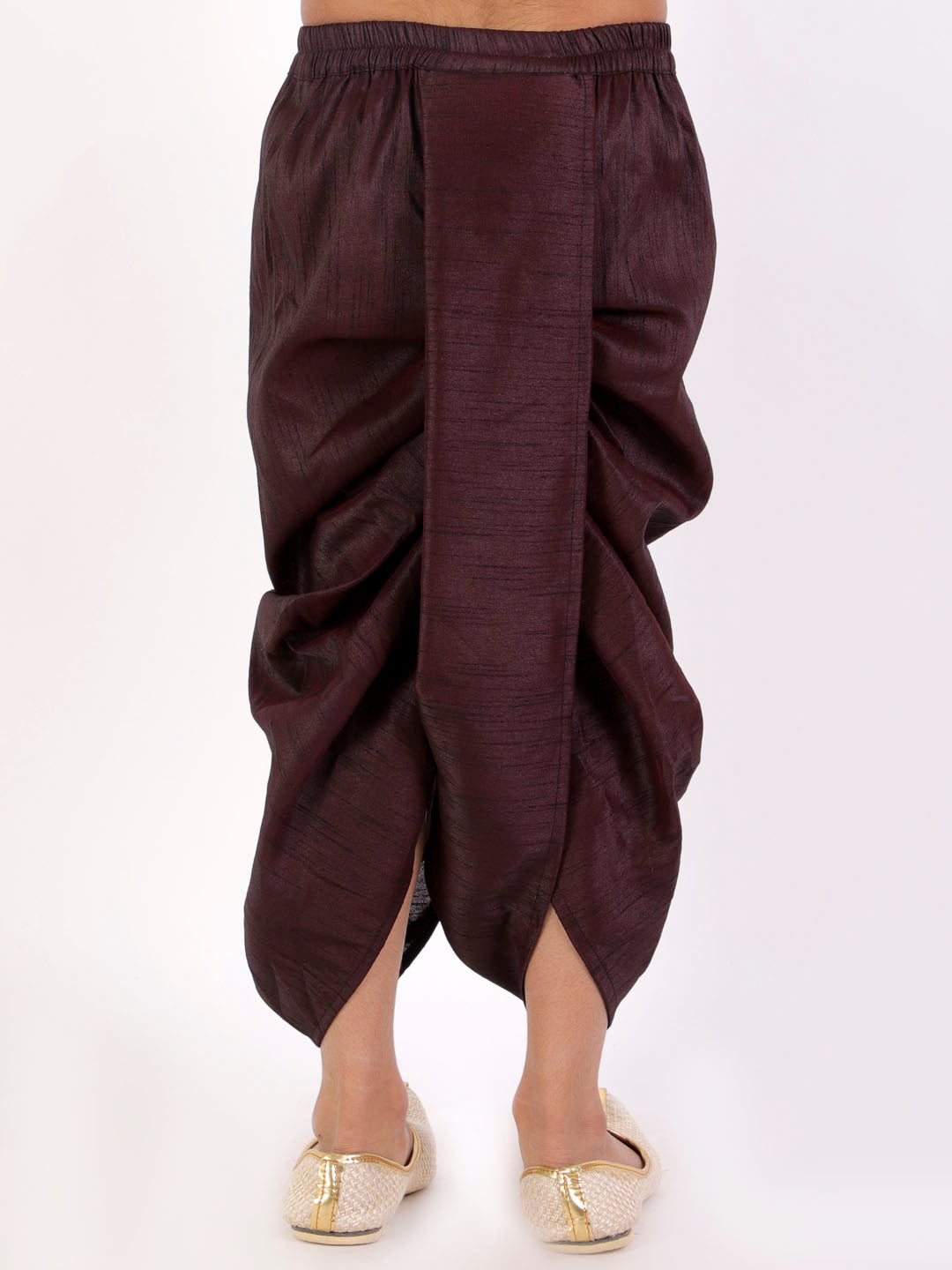 VASTRAMAY Boys' Burgundy Silk Blend Traditional Dhoti