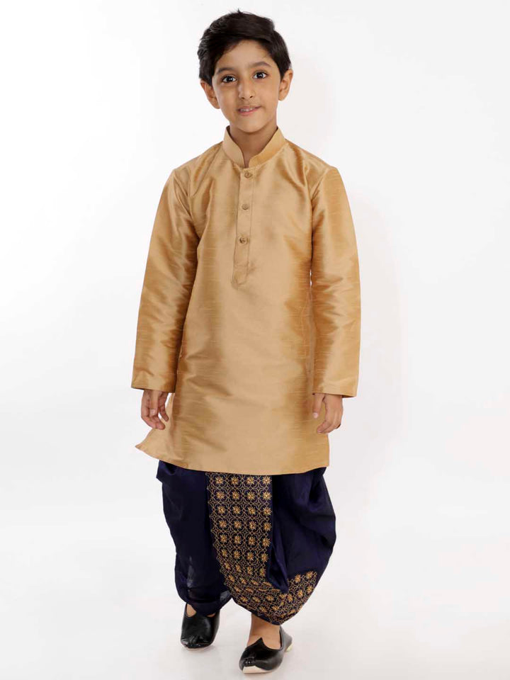 VASTRAMAY Boys' Navy Blue Silk Blend Embroidered Dhoti