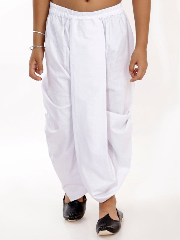 VASTRAMAY Boys Pure Cotton White Dhoti