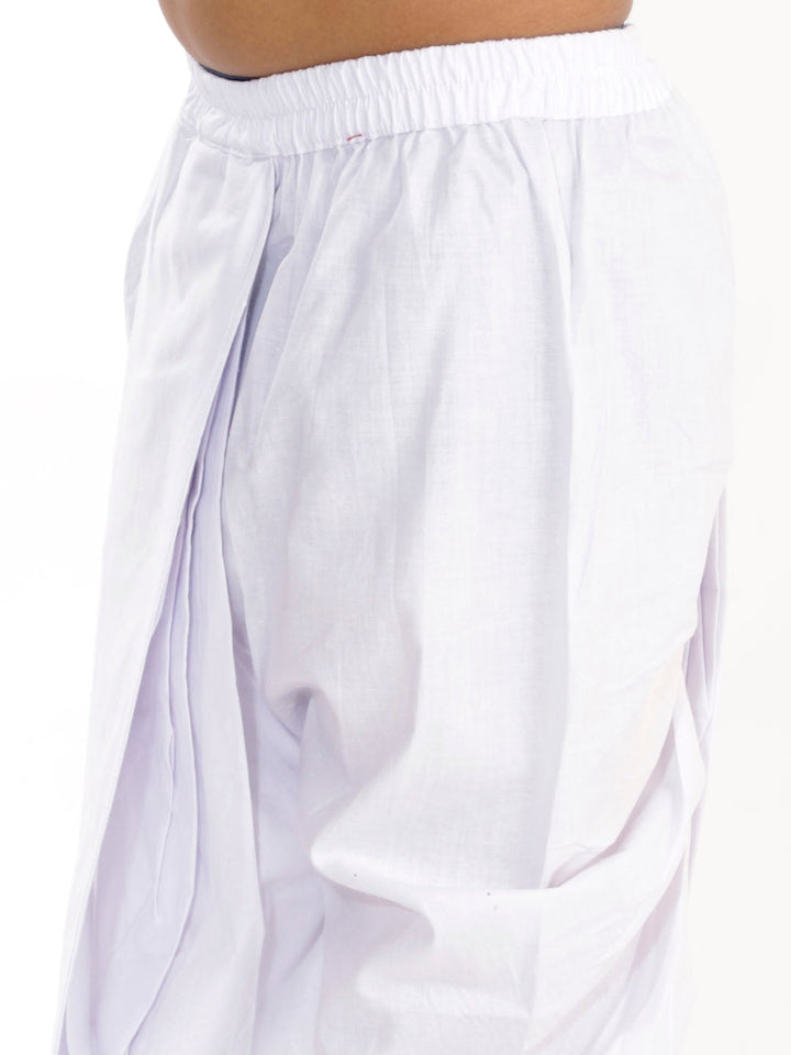 VASTRAMAY Boys Pure Cotton White Dhoti