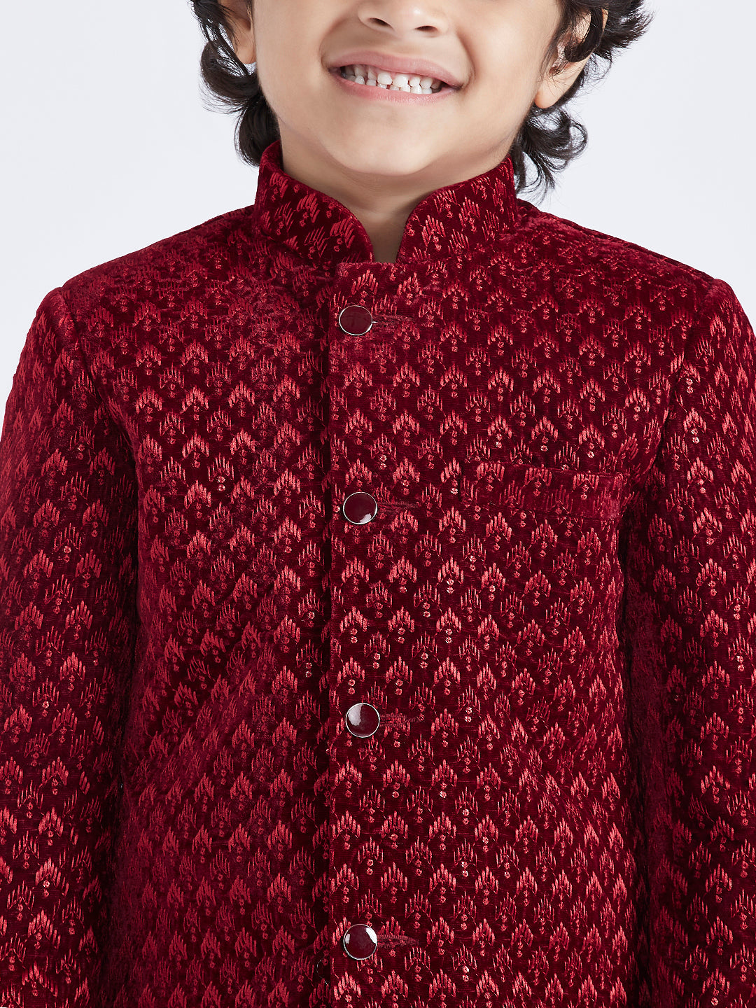 VASTRAMAY Boys' Maroon Sherwani Set