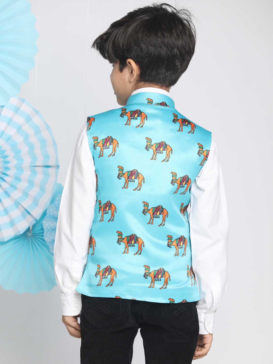 VASTRAMAY Boys Aqua Nehru Jacket