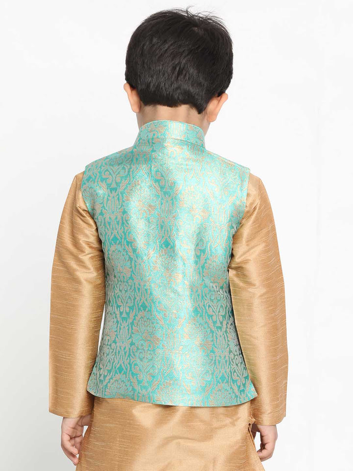 VASTRAMAY Boys Green Silk Blend Jacket