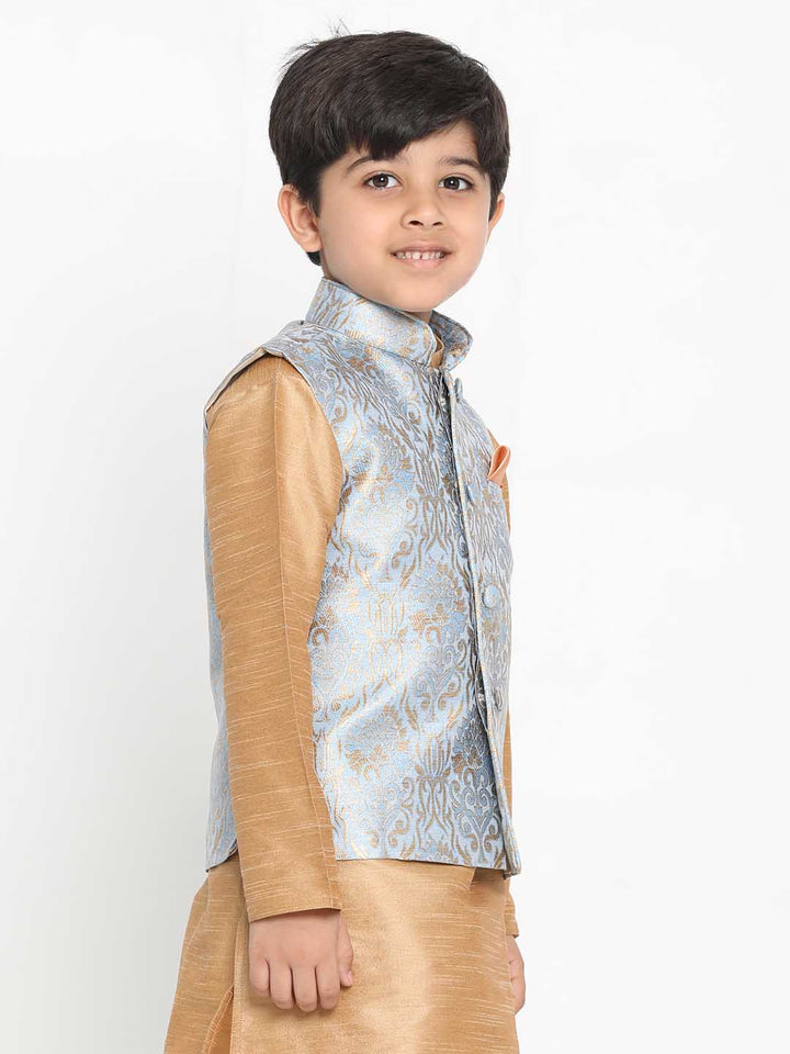 VASTRAMAY Boys' Grey Silk Blend Jacket