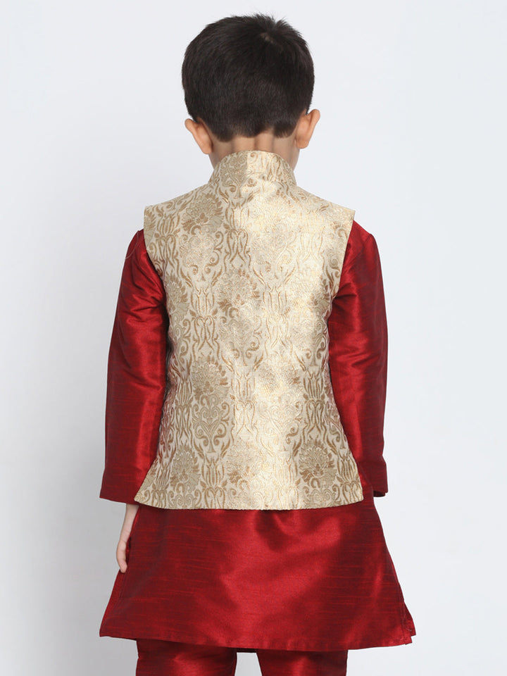 Vastramay Silk Blend Rose Gold Baap Beta Ethnic Jacket