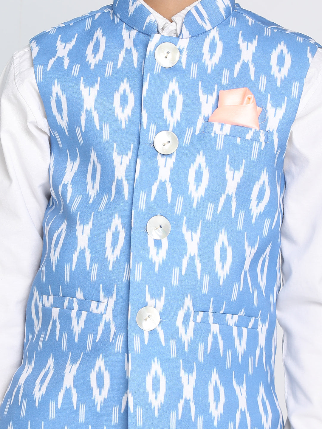 VASTRAMAY Boys Traditional Ikkat Print Classic Nehru Jacket