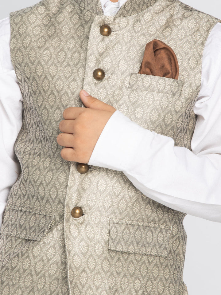 VASTRAMAY Boys Beige Nehru Jacket