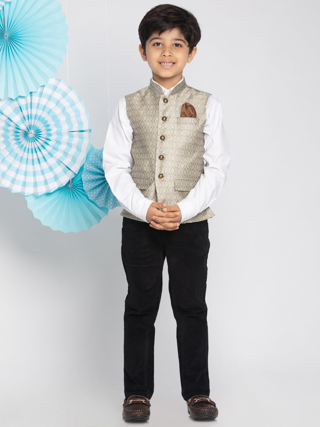 VASTRAMAY Boys Beige Nehru Jacket