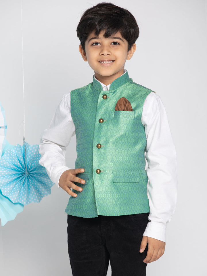 Vastramay Green Baap Beta Ethnic Jacket Set