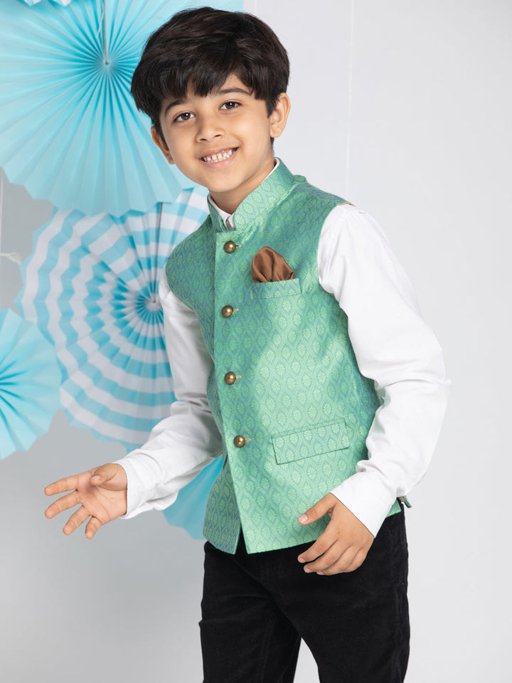 Vastramay Green Baap Beta Ethnic Jacket Set