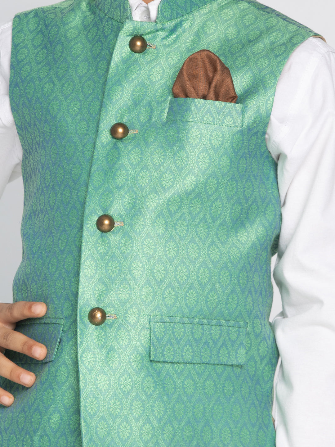 Vastramay Boys Green Nehru Jacket