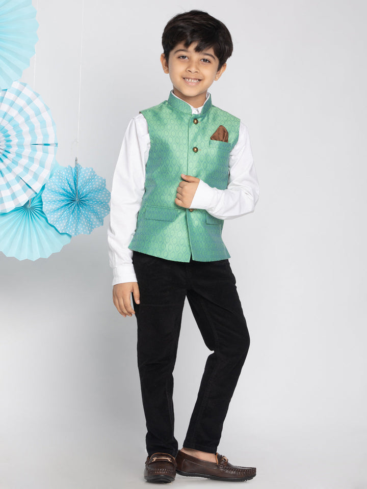 Vastramay Boys Green Nehru Jacket