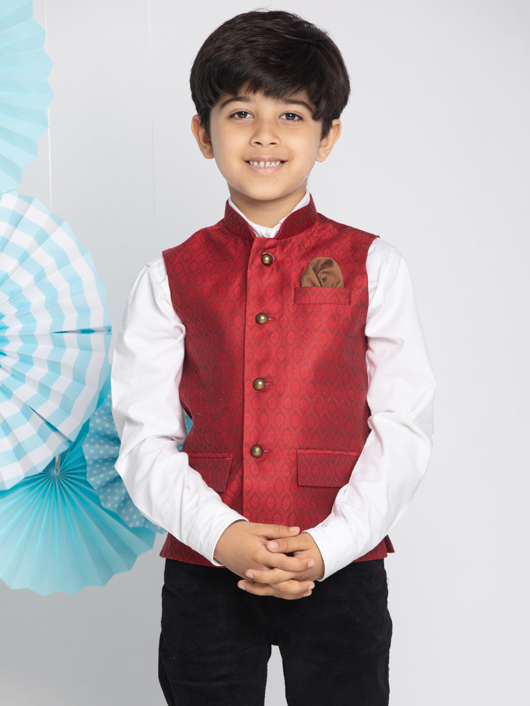 Vastramay Boys Maroon Nehru Jacket