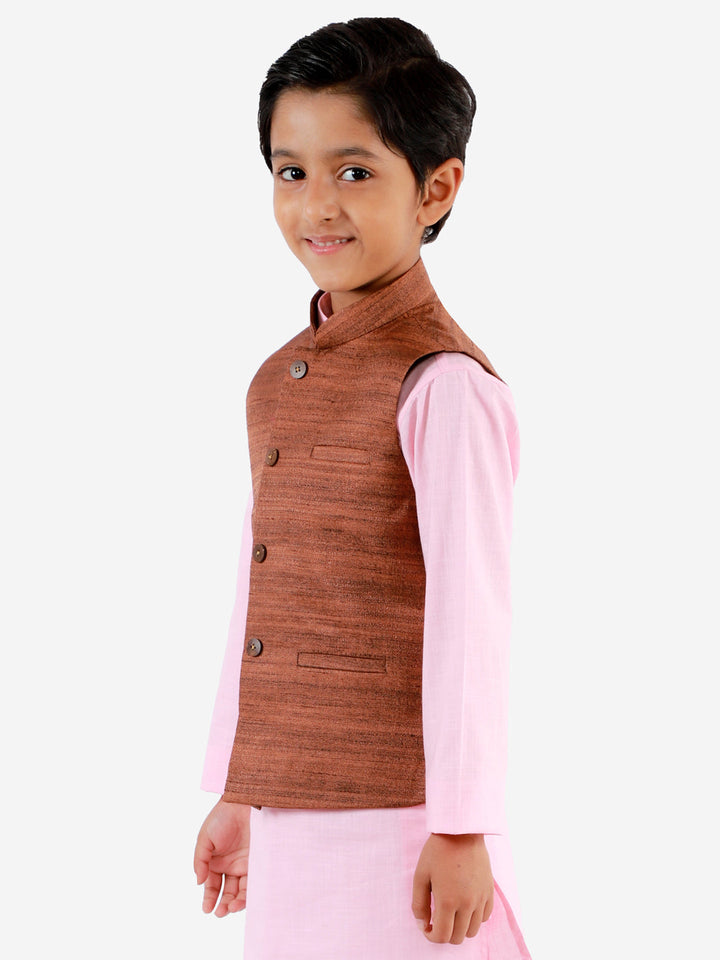 Vastramay Coffee Brown Baap Beta Ethnic Jacket Set