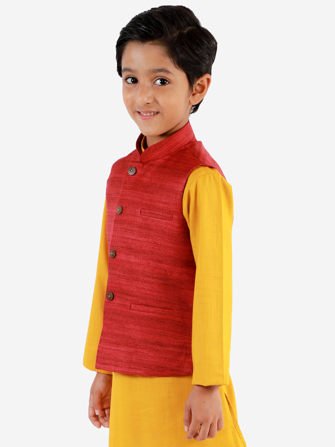 Vastramay Maroon Baap Beta Ethnic Jacket Set