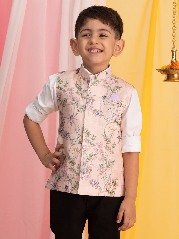 VASTRAMAY Boys' Pink Ethnic Jacket