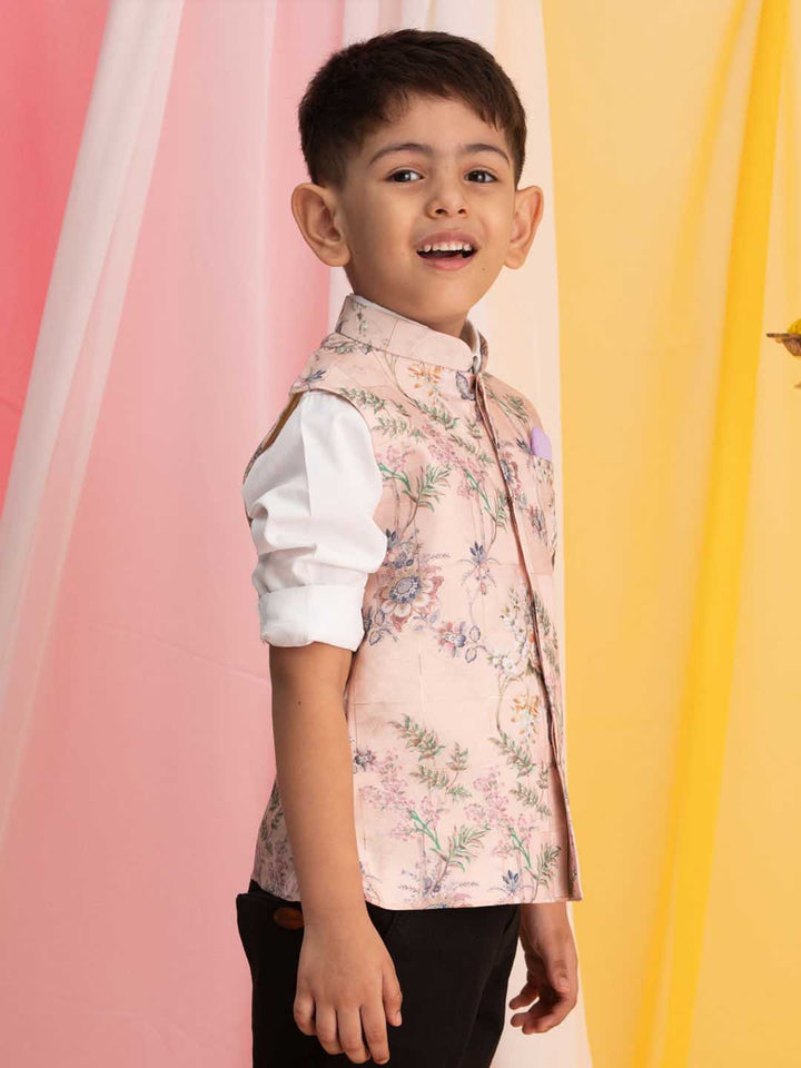 VASTRAMAY Boys' Pink Ethnic Jacket