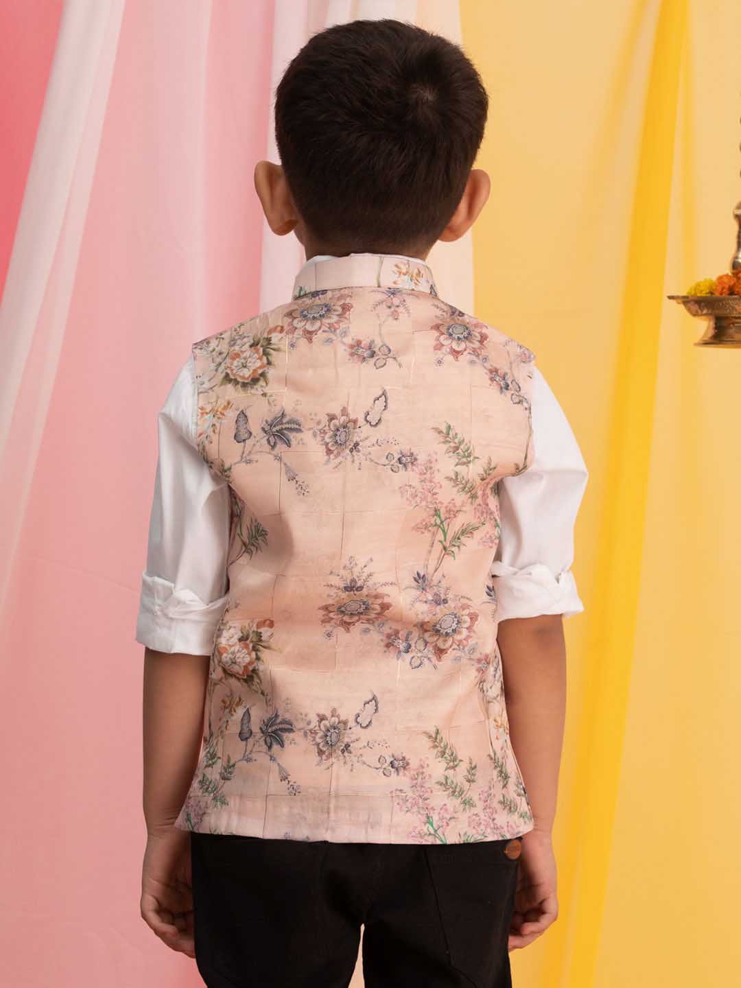 VASTRAMAY Boys' Pink Ethnic Jacket