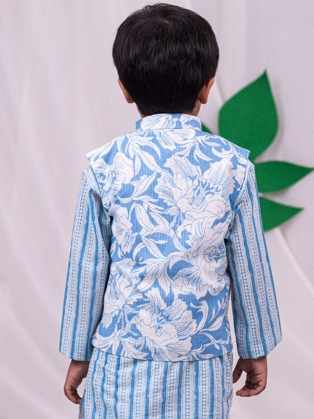 VASTRAMAY Boys' Blue Nehru Jacket