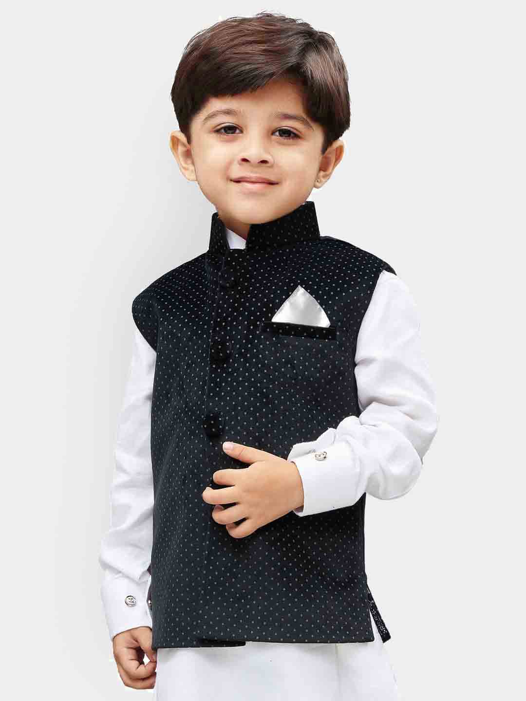 VASTRAMAY Velvet Black Color  Baap Beta Ethnic Jacket