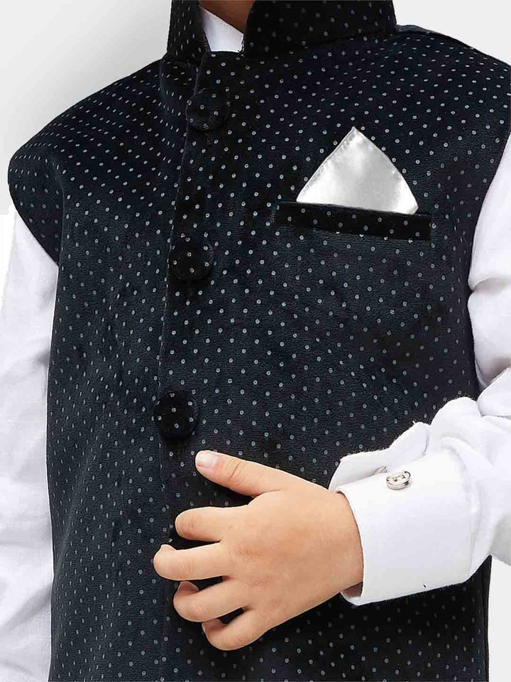 VASTRAMAY Velvet Black Color  Baap Beta Ethnic Jacket