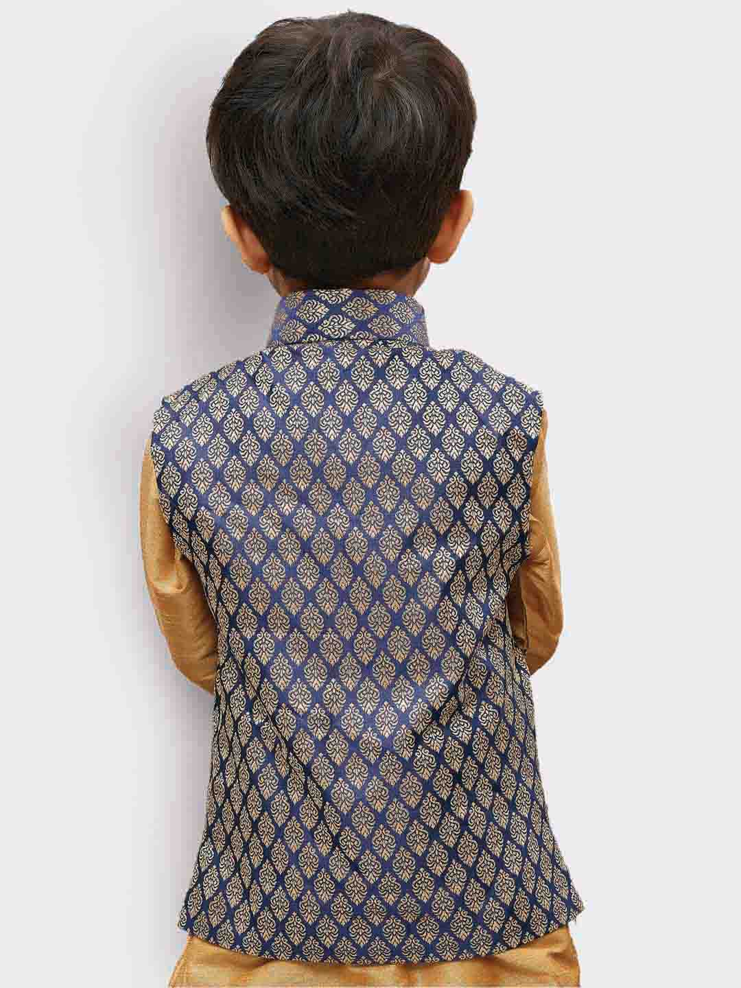 Vastramay Boys' Blue Silk Blend Nehru Jackets