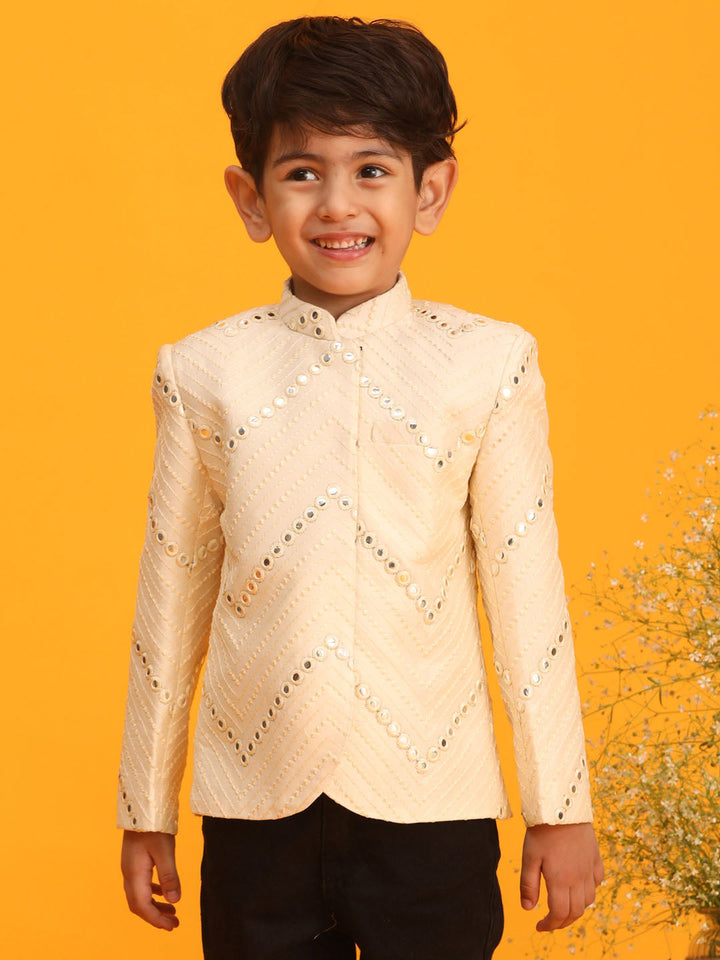 VASTRAMAY Boys' Cream Jodhpuri