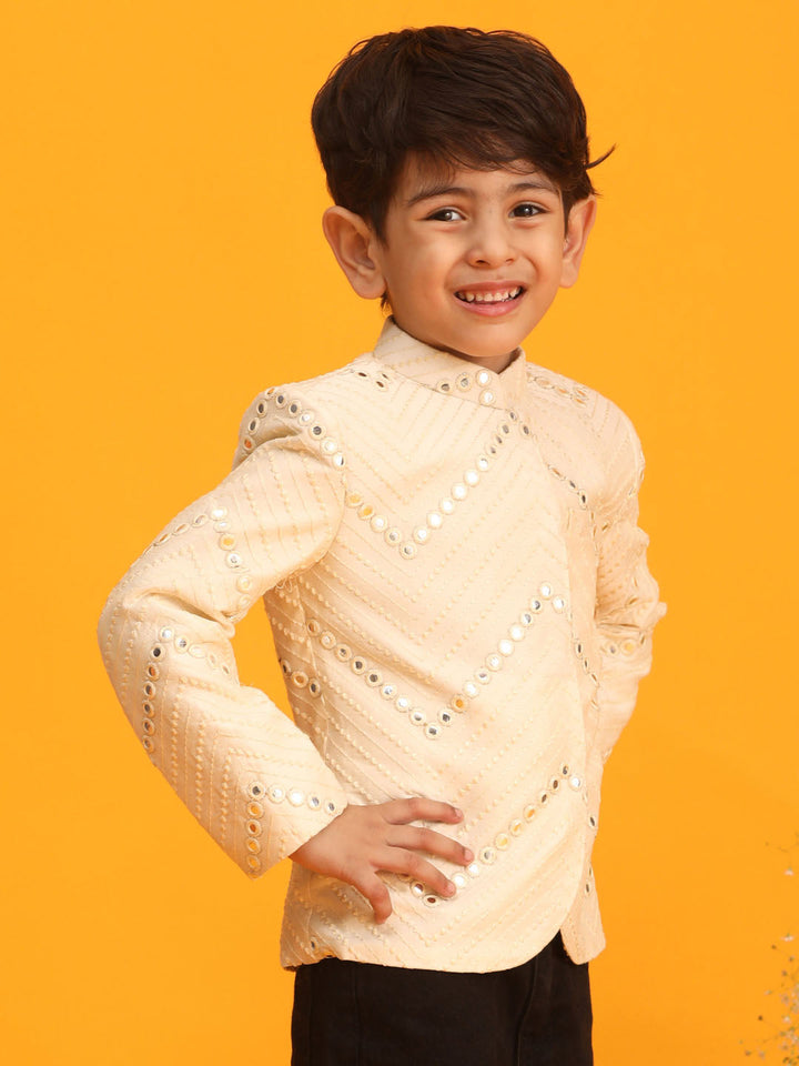 VASTRAMAY Boys' Cream Jodhpuri