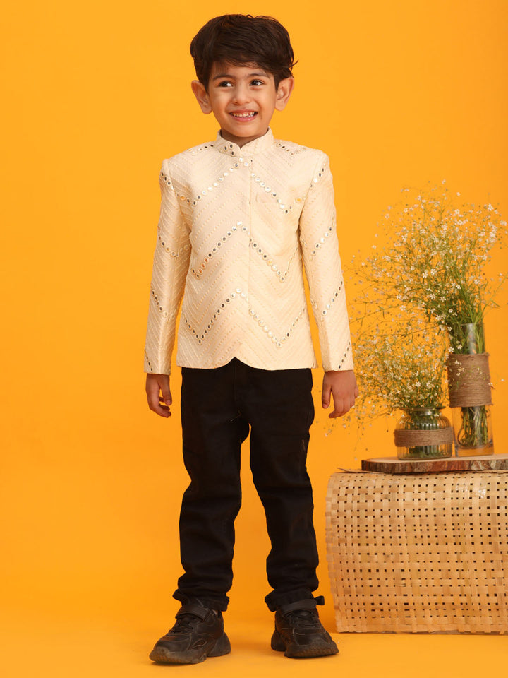 VASTRAMAY Boys' Cream Jodhpuri