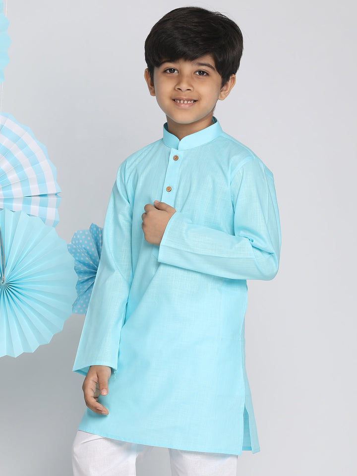 VASTRAMAY Boys Aqua Solid Kurta