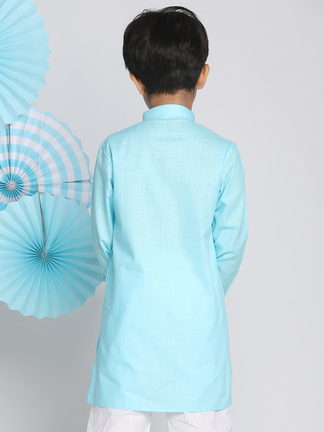 VASTRAMAY Boys Aqua Solid Kurta