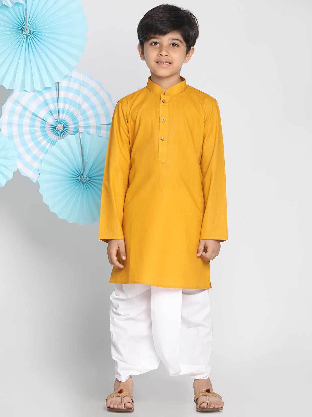 VASTRAMAY Boys Mustard Kurta And Dhoti Set - qivii