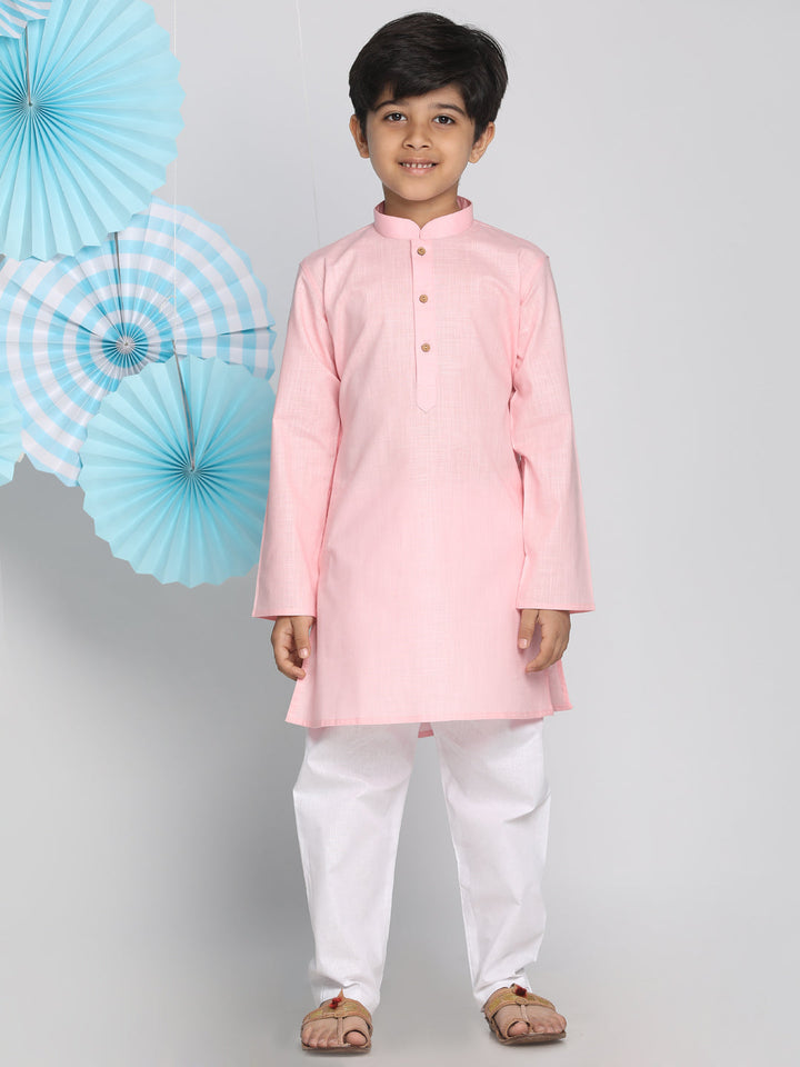 VASTRAMAY Pink Baap Beta Kurta Pyjama Set