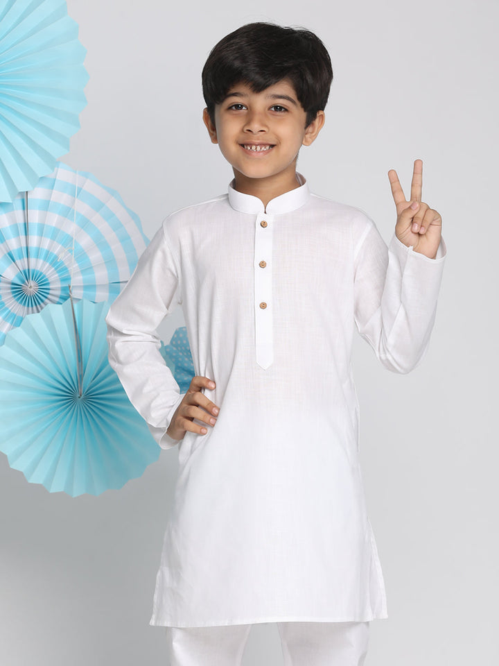 VASTRAMAY Boy's White Kurta