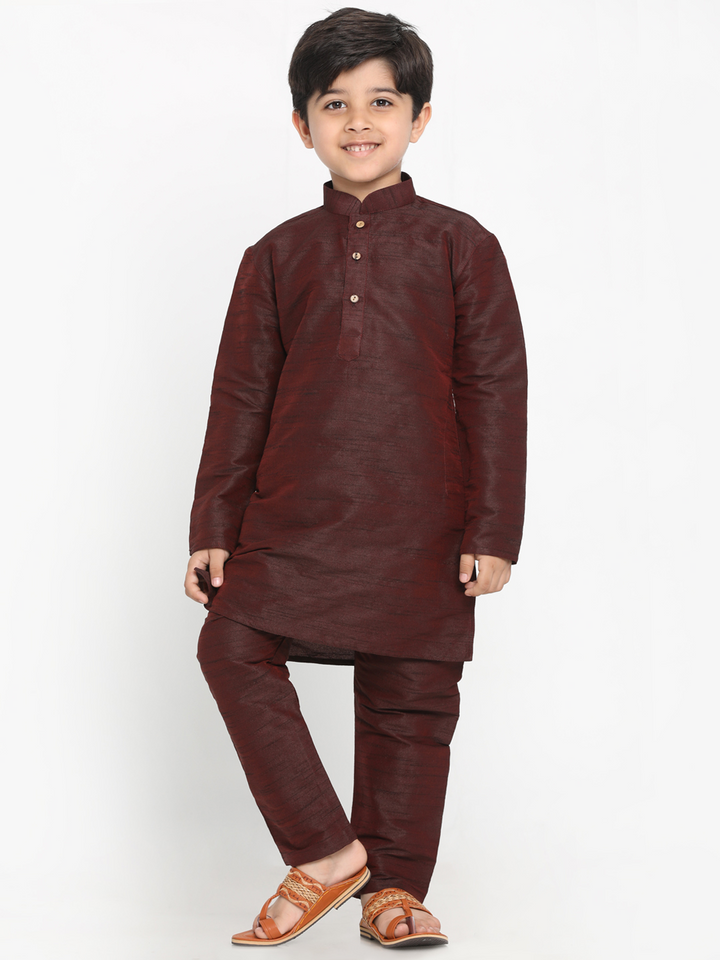 VASTRAMAY Boys Silk Blend Kurta and Pyjama Set