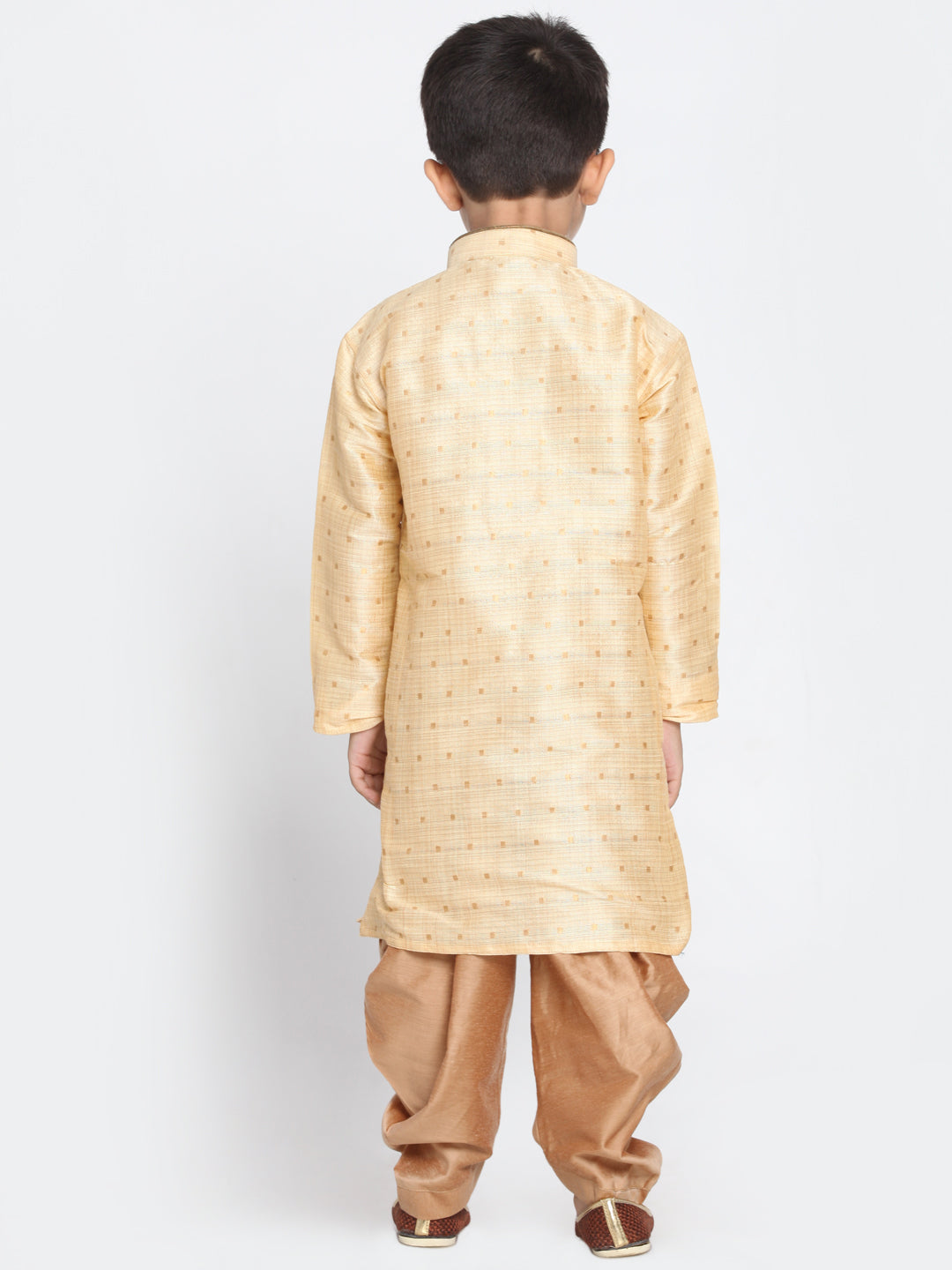 Vastramay Silk Blend Gold Baap Beta Dhoti Kurta Set