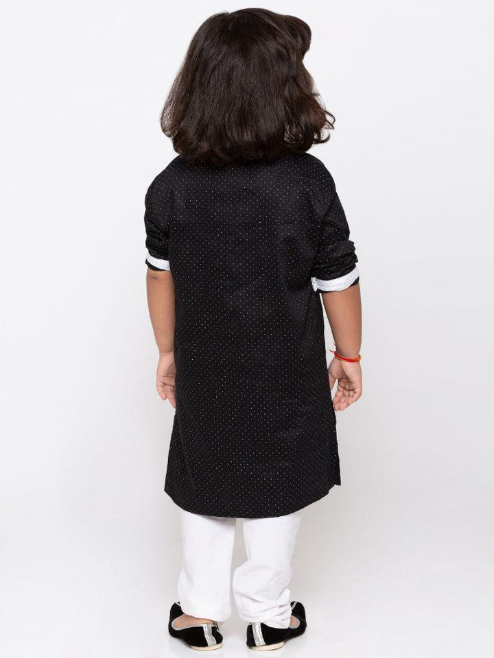 VASTRAMAY Boys' Black Cotton Kurta and Pyjama Set