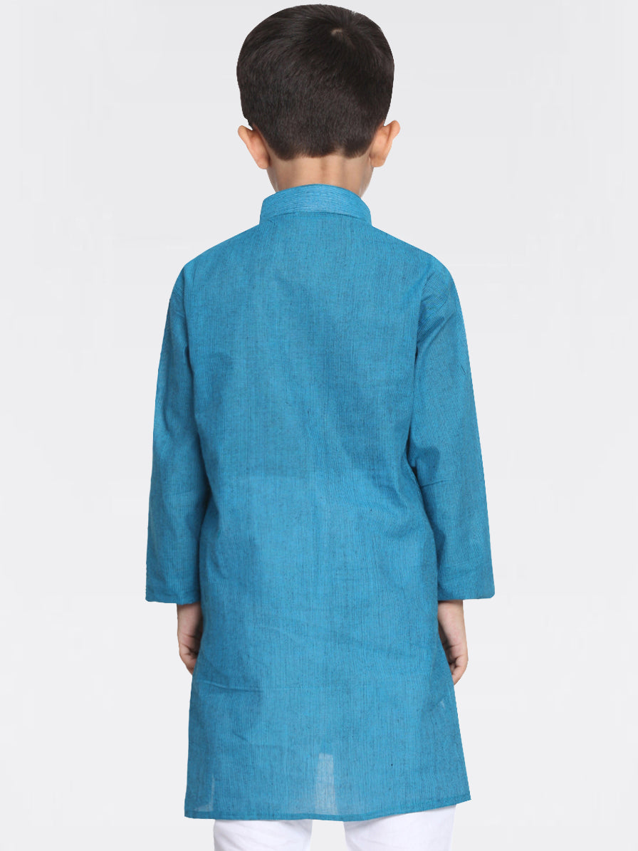 VASTRAMAY Boys Aqua Blue Handloom Pure Cotton Kurta